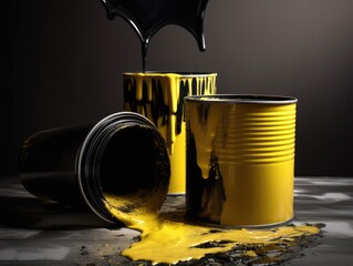 A yellow and black paint