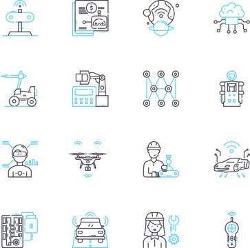 Computer Science linear icons set. Algorithm, Binary, Compiler, Cybersecurity, Database, Debugging, Encryption line vector and concept signs. Firmware,Firewall,Graphics outline illustrations