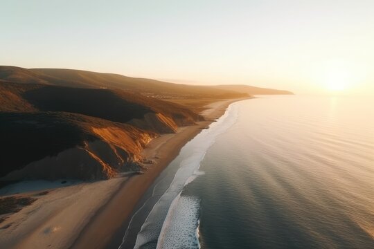 Aerial beautiful shot of a seashore with hills