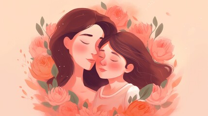 Happy mothers day mom and child love background