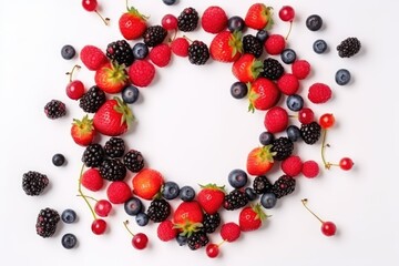 Many different berries in the form of a frame