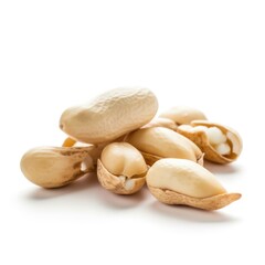 Fototapeta premium Peeled peanuts on a white background