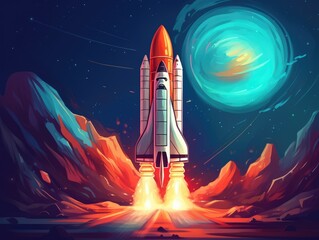 Obraz premium Rocket launch concept illustration