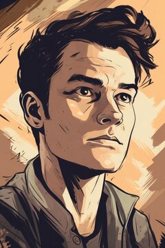 Portrait of a young man illustration comic style