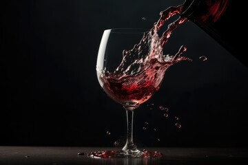 Red wine splashing out of a glass