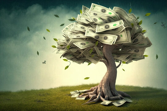 money tree, greenbacks growing on tree, ROI, return on investment, wealth creation, revenue growth, cost benefit analysis, discounted cashflow