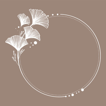 ginkgo leaf handwriting for card decoration clip art.