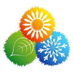 Eco air conditioner design, snowflake sun and green leaf