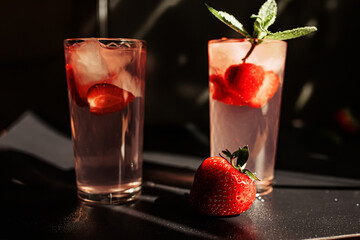 refreshing strawberry and mint infused water, perfect for staying hydrated on hot summer afternoons