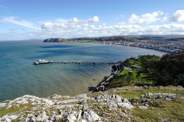 Fototapeta na wymiar Llandudno victorian pier looking from above on the Great Orme north Wales UK