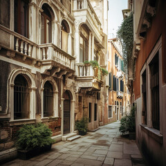 Fototapeta na wymiar Quaint Streets of Venice - generative AI