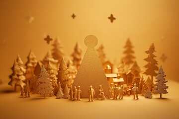 Christmas miniature background, Generative AI