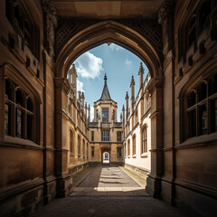 Fototapeta premium Architectural Photo of University Buildings in the Style of Oxford - generative AI