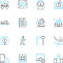 Fototapeta premium Global commerce linear icons set. Trade, Export, Import, Logistics, Conversion, Currency, Tariff line vector and concept signs. Customs,Supply chain,Sales outline illustrations