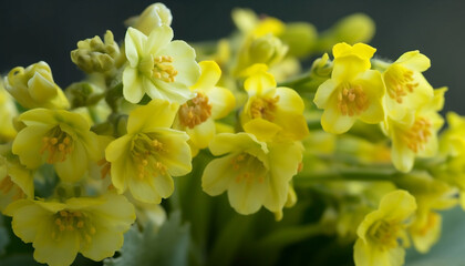Obraz premium Beautiful spring Cowslips flowers, Floral border, Mother's day, wedding, ceremony, Generative AI