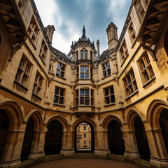 Fototapeta na wymiar Architectural Photo of University Buildings in the Style of Oxford - generative AI