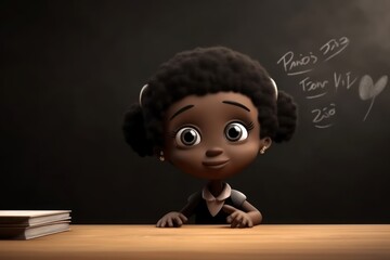 Black Female In Educational Setting With Chalkboard In Background Generative AI