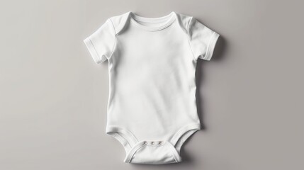 White baby short sleeve bodysuit mock up. AI generated