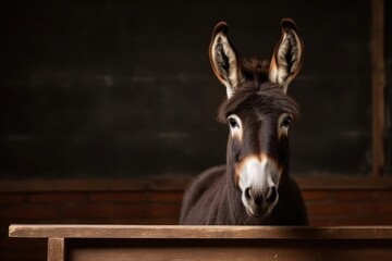 Donkey In Class With Blackboard And Copyspace Generative AI