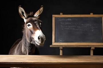 Donkey In Study Setting With Blackboard In Background Generative AI
