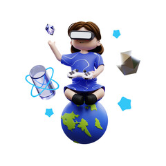 3d girl playing meta game
