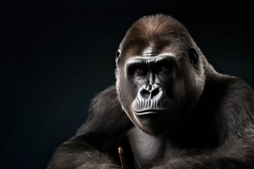 Obraz premium Gorilla In Study Setting With Chalkboard In Background Generative AI