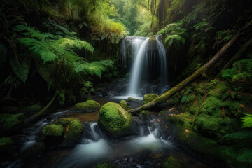 waterfall in the forest- made with generative ai