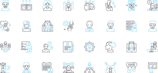 Creative intelligence linear icons set. Imagination, Innovation, Ingenuity, Resourcefulness, Originality, Inventiveness, Ideation line vector and concept signs. Creativity,Intuition,Insight outline