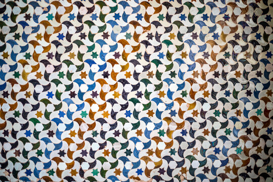 Geometric and medieval tile decoration of the palaces of the Alhambra