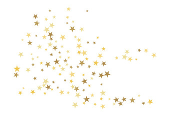 Star confetti. Gold casual confetti background. Bright design pattern.