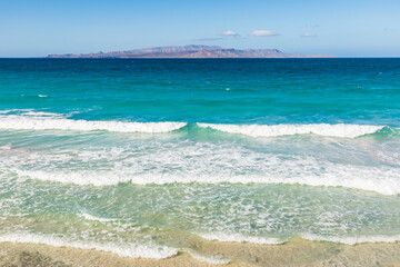 Playa El Tecolote, La Paz, Baja California Sur, Mexico. Aqua colored waters of the Gulf of California