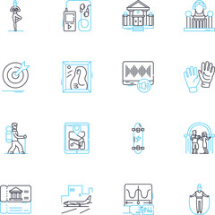 Idea Exchanges linear icons set. Innovation, Collaboration, Brainstorming, Nerking, Creativity, Interaction, Conversation line vector and concept signs. Inspiration,Receptivity,Ingenuity outline