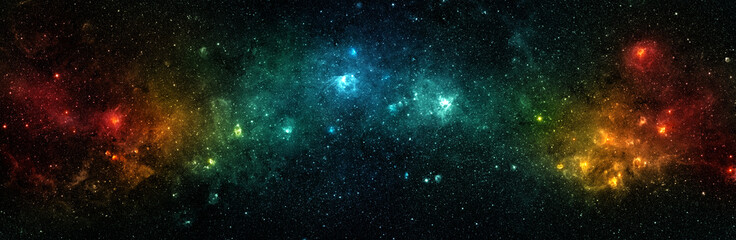 Obraz premium Space scene with stars in the galaxy. Panorama. Universe filled with stars, nebula and galaxy. Elements of this image furnished by NASA.