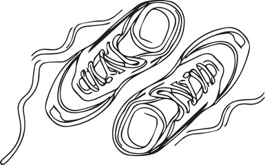 Running Shoes Aerial View Vector Sketch