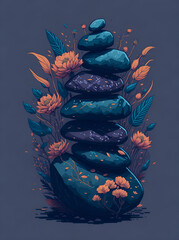 Balanced stones. AI generated illustration