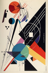 To the stars, Bauhaus style background, trendy 20s geometric design poster design, AI generative digital art.