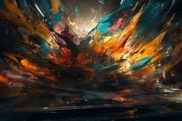 A colorful painting of a paint explosion. Generative AI