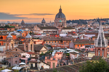 Fototapeta na wymiar Italy, Rome Cityscape with Historic Buildings and Cathedrals