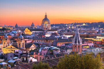 Fototapeta na wymiar Italy, Rome Cityscape with Historic Buildings and Cathedrals