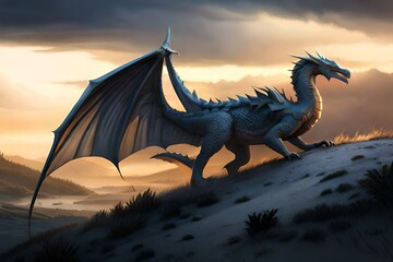 massive dragon on the hills
