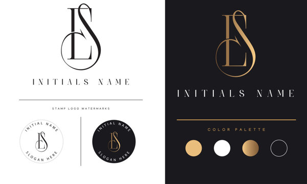 Luxury ES or SE Initial Monogram Text Letter Logo Design can be used for Multipurpose