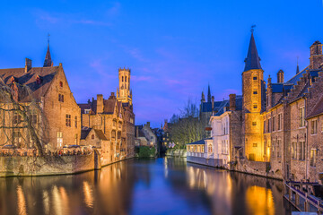 Fototapeta na wymiar Bruges, Belgium on the Rozenhoedkaai River