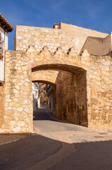 Fototapeta na wymiar The Star Gate and urban wall of Belmonte, province of Cuenca.