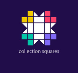 Ribbon cube logo. Unique colors Creative cube shape logo template. vector
