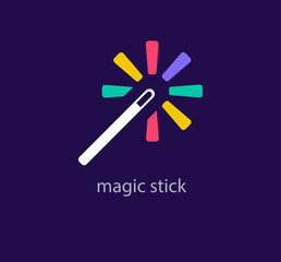 Colorful magic stick logo. unique colors Geometric creative logo template. vector