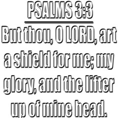 Psalm 3:3 | KJV Bible | But thou, O LORD, art a shield for me; My glory, and the lifter up of mine head. 4 I cried unto the LORD with my voice, - obrazy, fototapety, plakaty