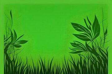 Green background with leaves and grass - generative ai
