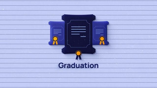 Graduation diplomas animation video with animated text.