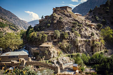 Traditional Kalash wooden house in Kalash valley in Pakistan © Natalia