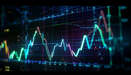 Naklejka premium Pulsating wave pattern on computer monitor screen generated by AI